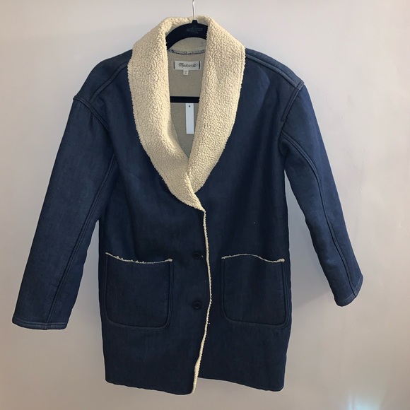 Madewell Sherpa-Bonded Denim Cocoon Coat - Picture 5 of 7